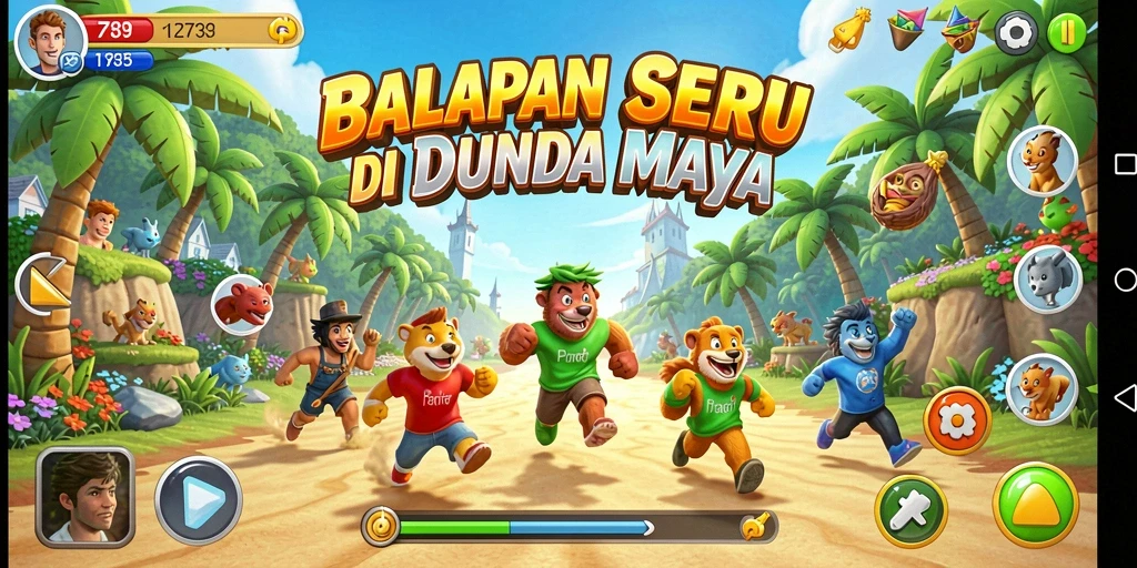 Tampilan utama gameplay balapan yang mendebarkan dan penuh aksi.