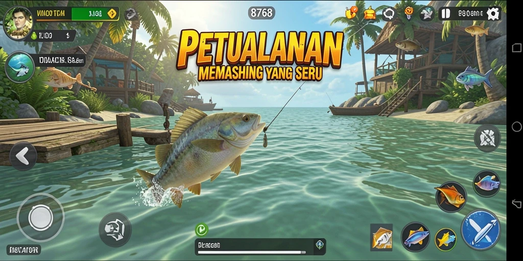 Tampilan gameplay yang mendebarkan dari permainan memancing 8768.