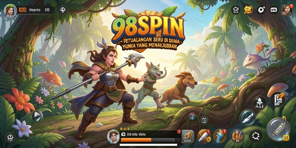 Tampilan gameplay 98SPIN yang penuh petualangan seru.
