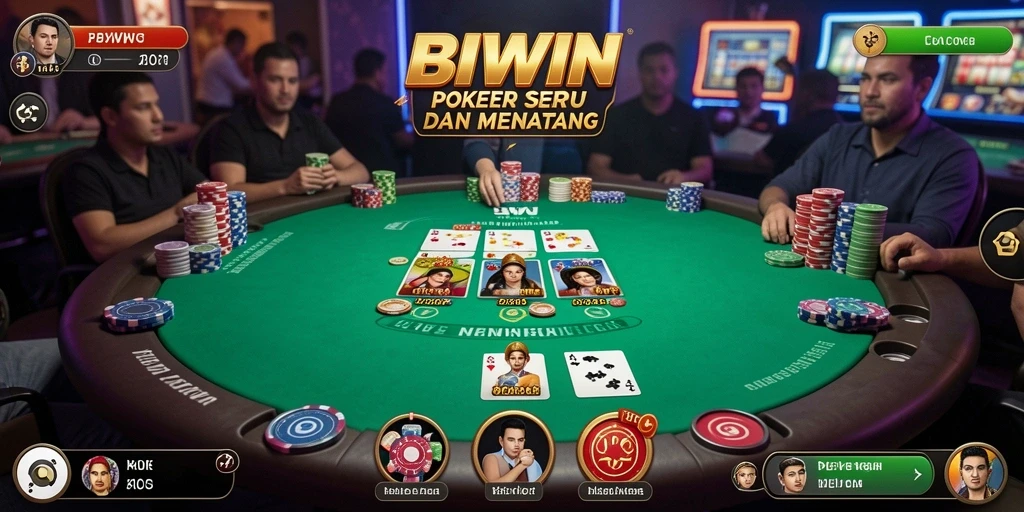 Screenshot gameplay Poker di BIWIN menampilkan intensitas permainan.