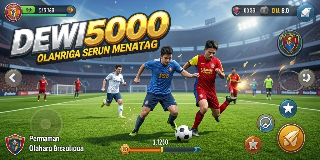 Tangkapan layar DEWI5000 menunjukkan keseruan pertandingan olahraga yang dinamis.