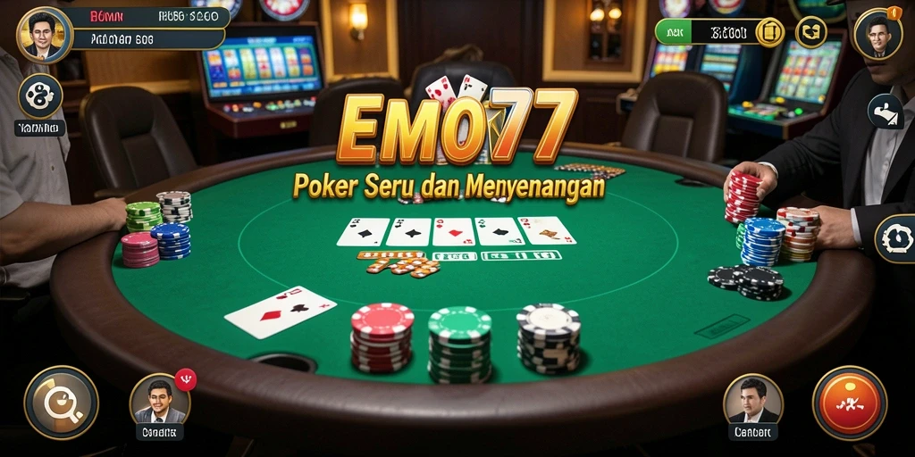 Tampilan menarik dari gameplay Poker di EMON77.