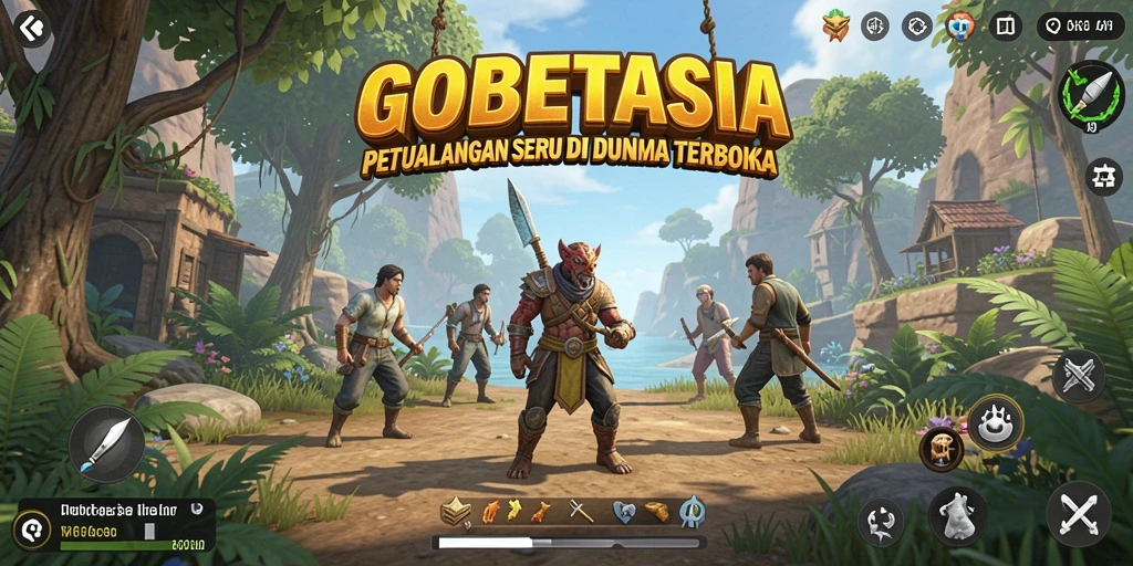 Screenshot gameplay GOBETASIA menampilkan dunia terbuka yang menakjubkan.