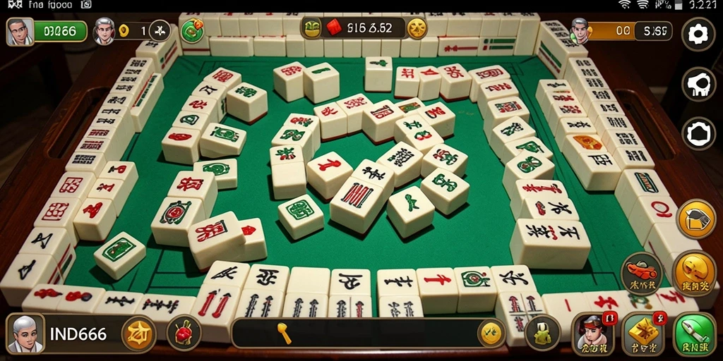 Screenshot gameplay IND666 menampilkan papan Mahjong yang menarik dan interaktif.