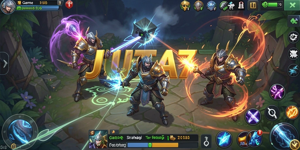 Screenshot utama menampilkan pertempuran strategis yang mendebarkan di JUTA7.