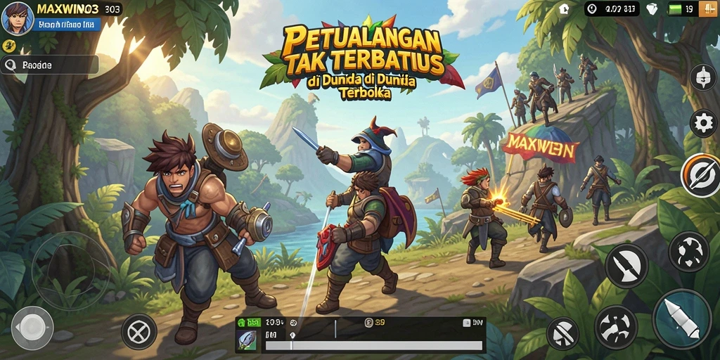 Screenshot gameplay MAXWIN303 menunjukkan petualangan seru di dunia terbuka.