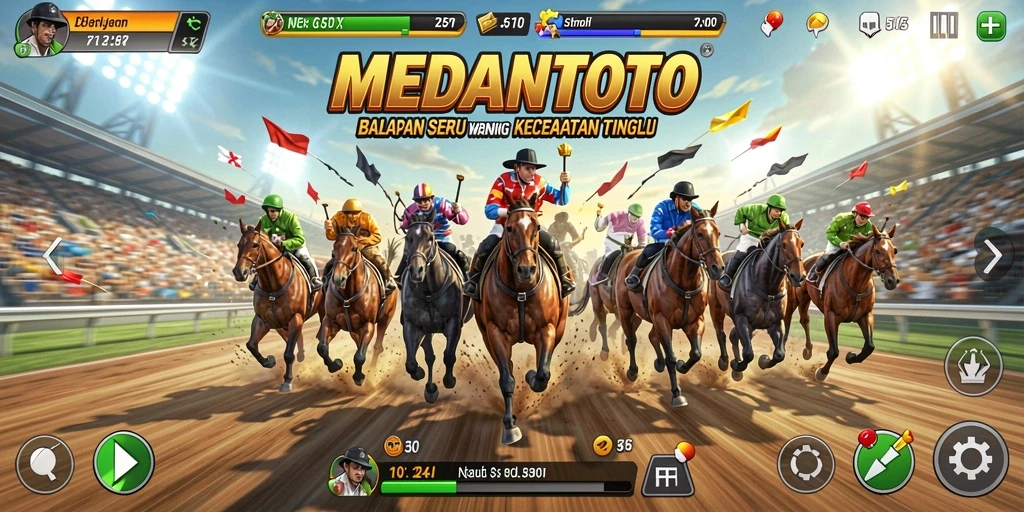 Screenshot gameplay yang menampilkan aksi balapan mendebarkan di MEDANTOTO.