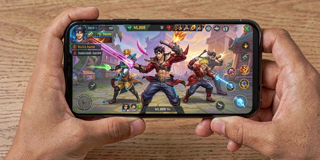 Tampilan menarik dari gameplay MLBB8 yang penuh warna dan musik.