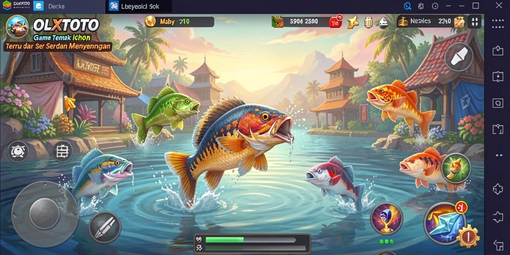 Tangkapan layar gameplay OLXTOTO yang menunjukkan aksi menembak ikan.