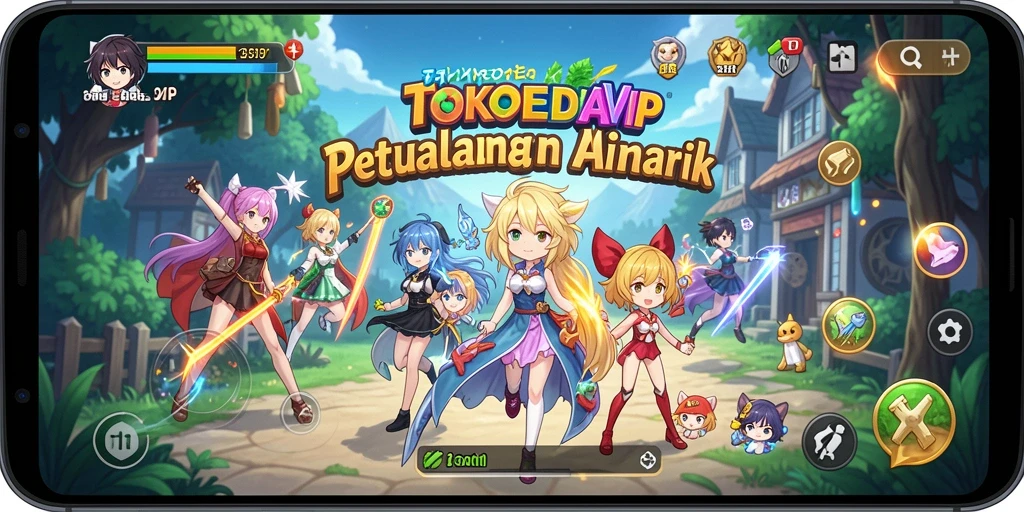 Tampilan gameplay menakjubkan dari TOKOPEDIAVIP dengan karakter anime yang hidup.