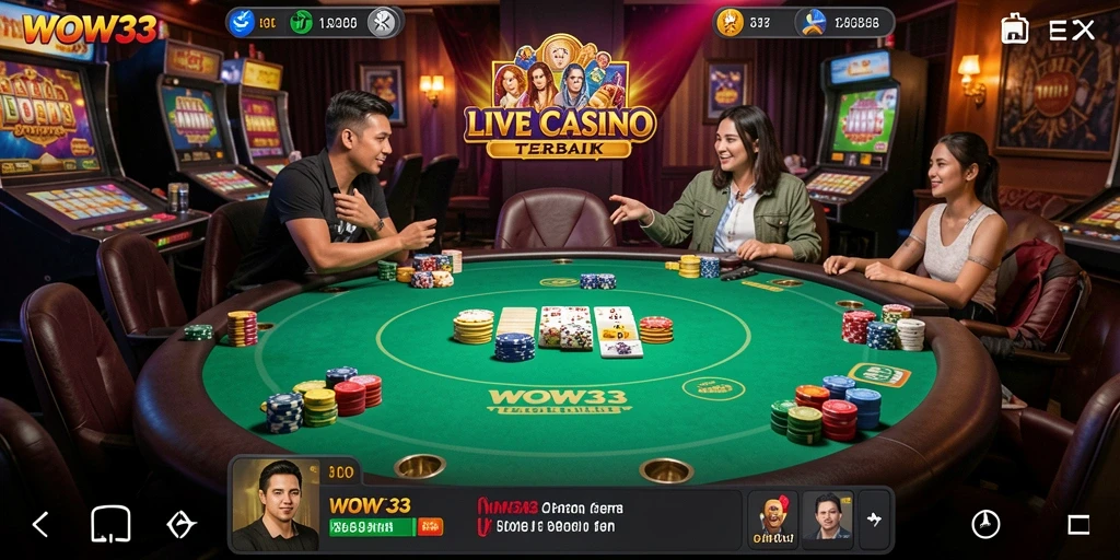 Tampilan gameplay Live Casino yang menarik dan interaktif di WOW33.